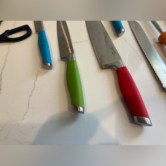 Fiestaware Fiesta Multicolored 11-pc. Cutlery Set knife block rainbow retro oak - Picture 14 of 16